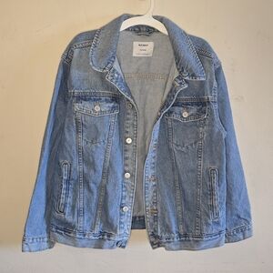 Old Navy Oversized Denim Jean Jacket Girl's Size XL 14-16 Blue 100% Cotton